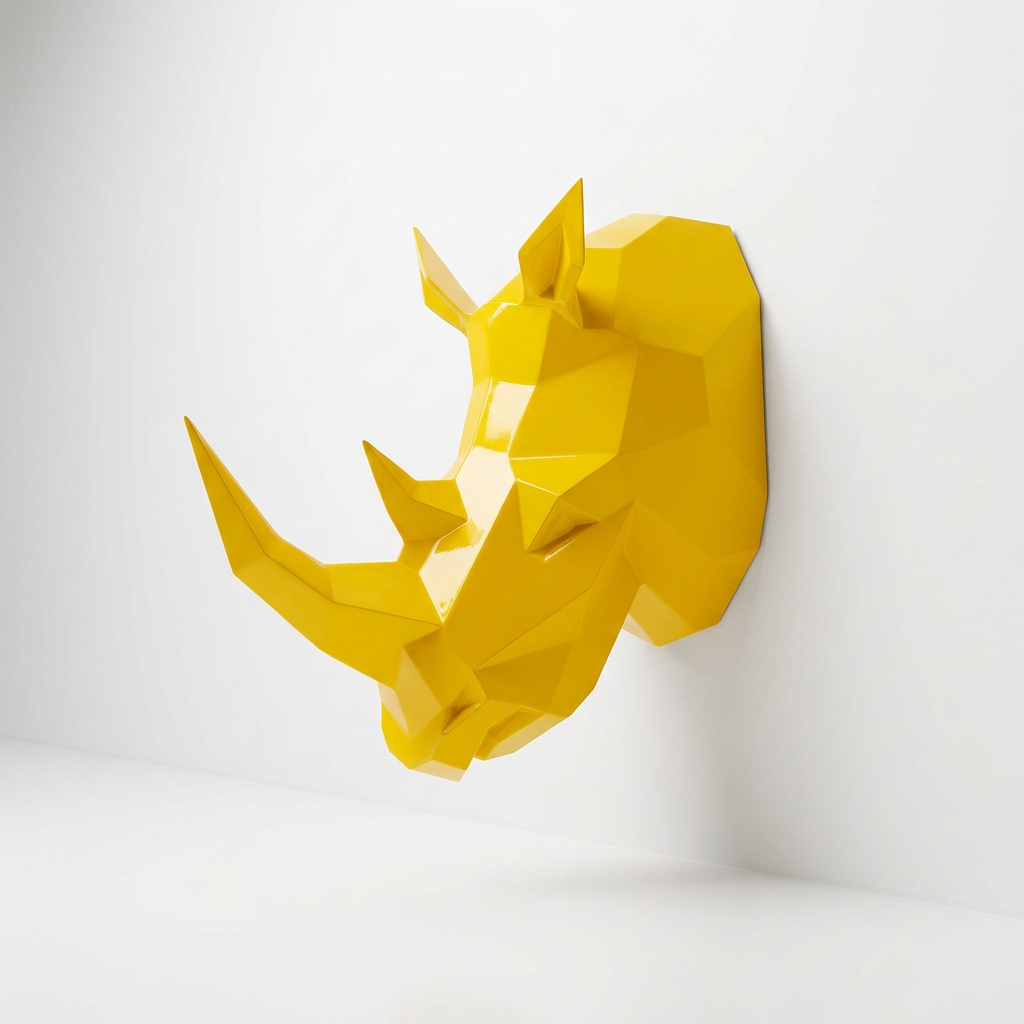 Sculpture Tête de Rhinocéros Facettée - Sculpture Origami
