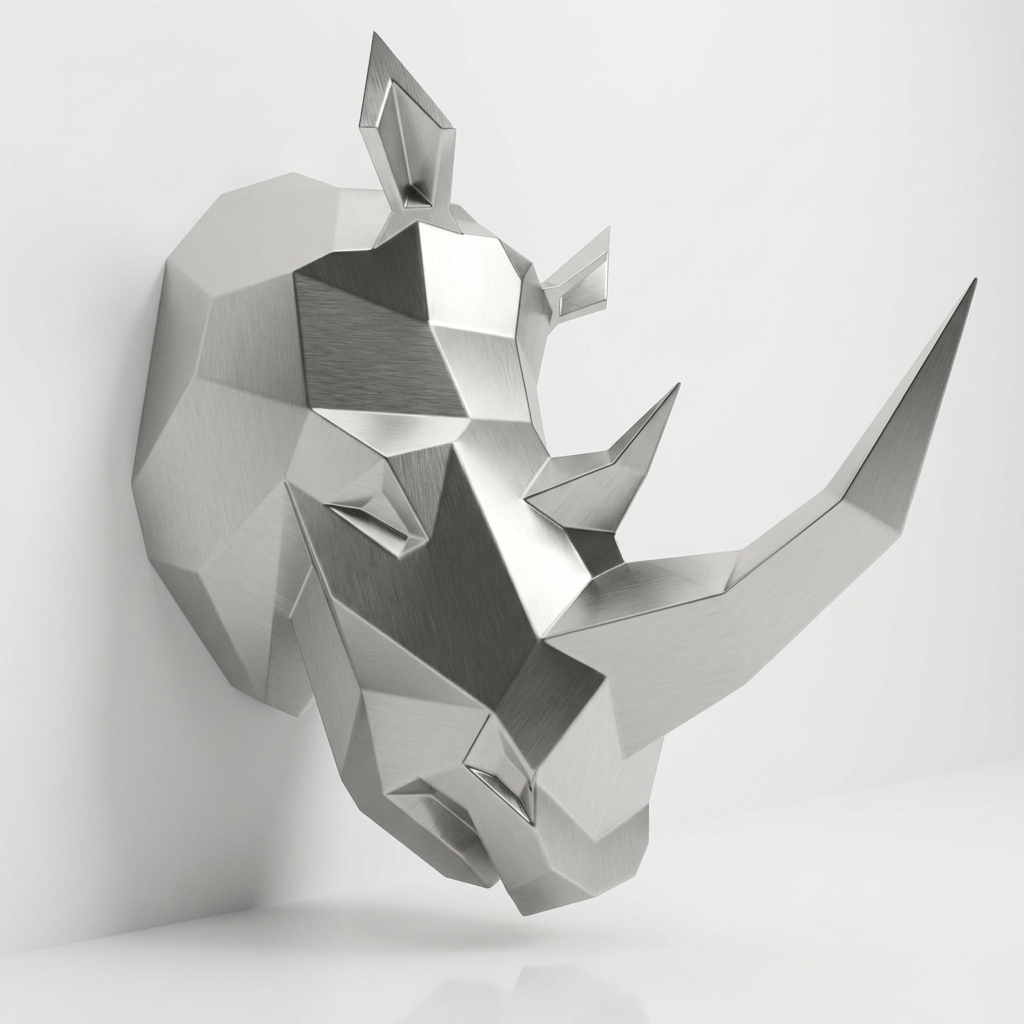 Sculpture Tête de Rhinocéros Facettée - Sculpture Origami