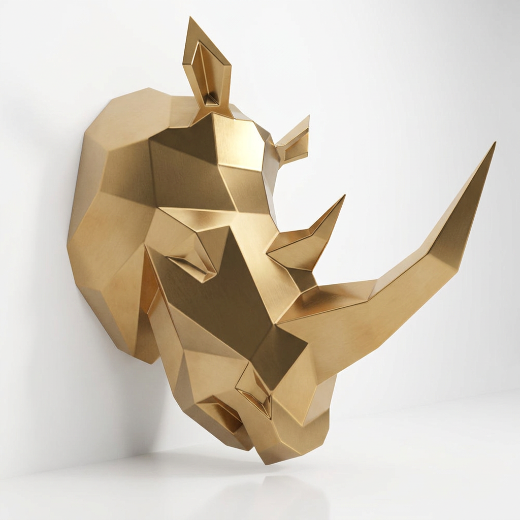 Sculpture Tête de Rhinocéros Facettée - Sculpture Origami