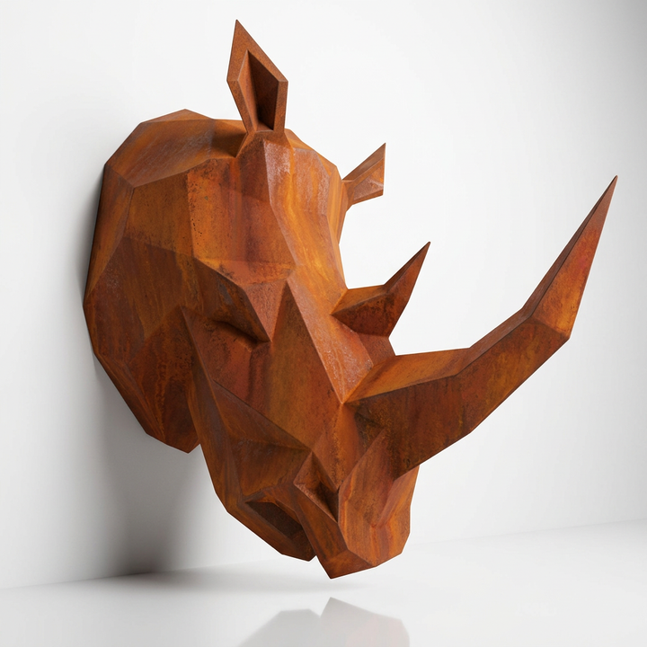 Sculpture Tête de Rhinocéros Facettée - Sculpture Origami