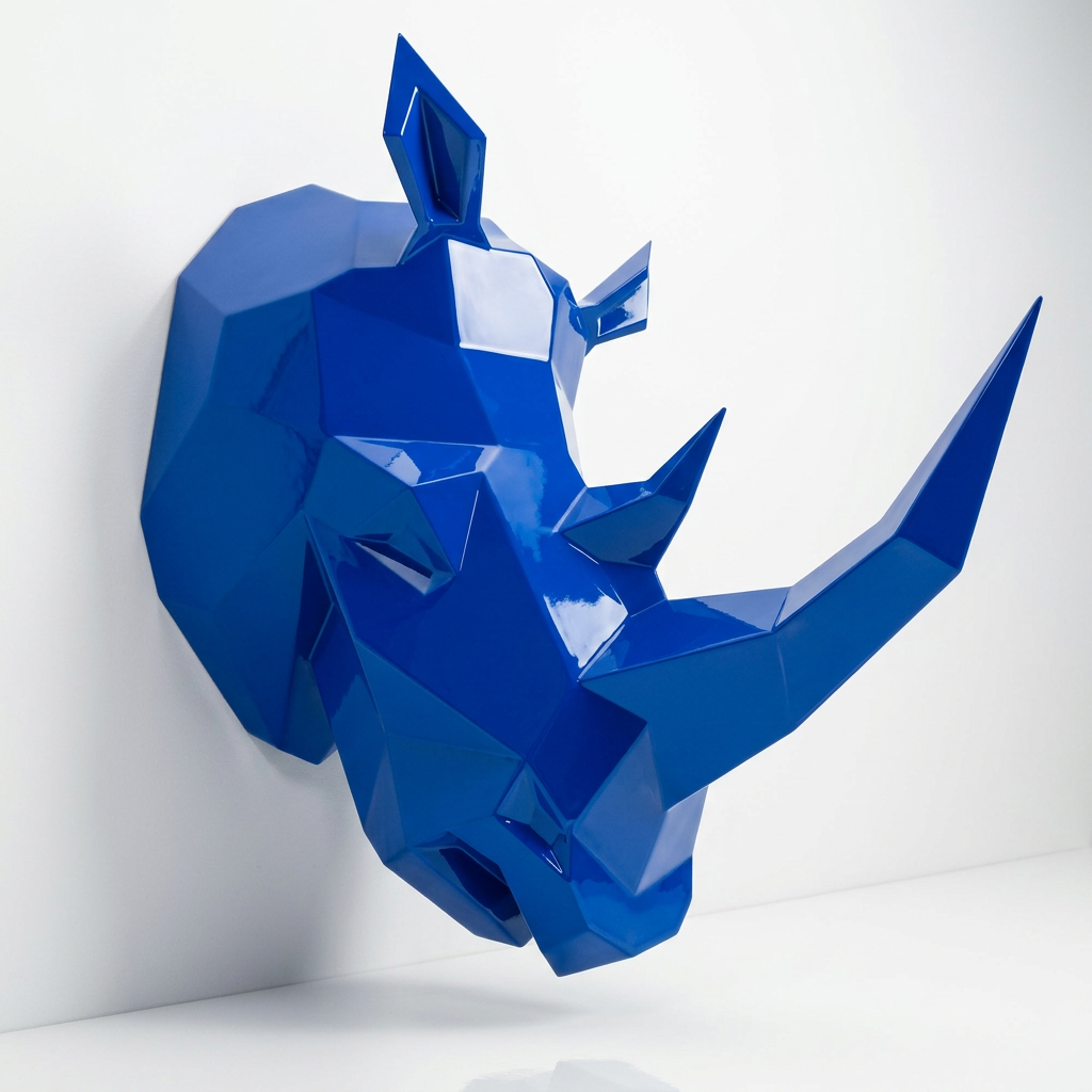 Sculpture Tête de Rhinocéros Facettée - Sculpture Origami