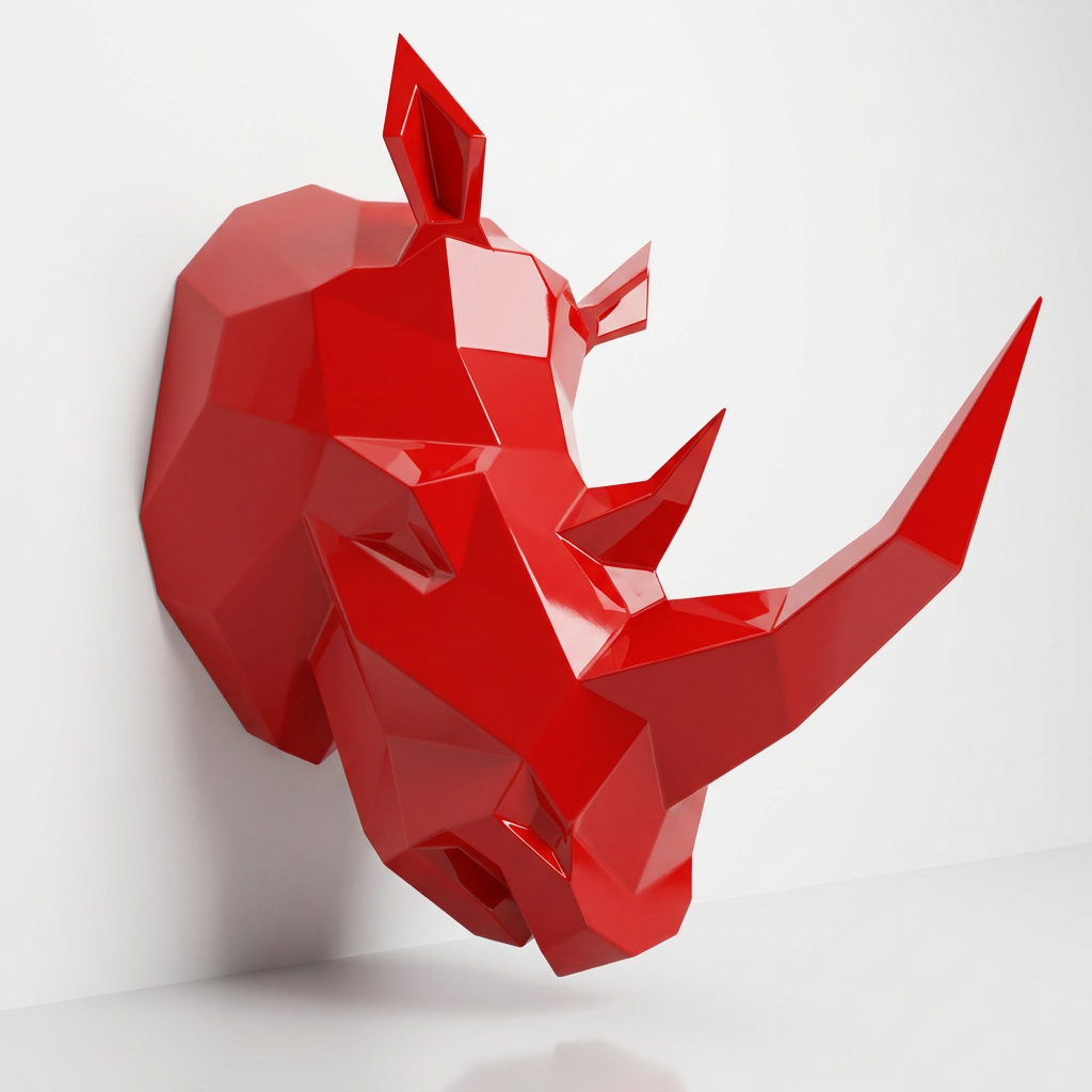 Sculpture Tête de Rhinocéros Facettée - Sculpture Origami