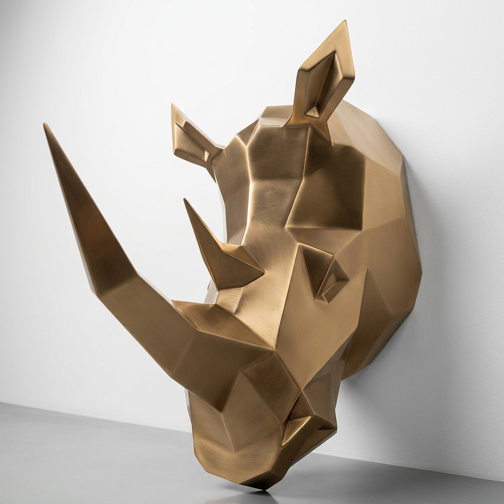 Sculpture Tête de Rhinocéros Facettée - Sculpture Origami