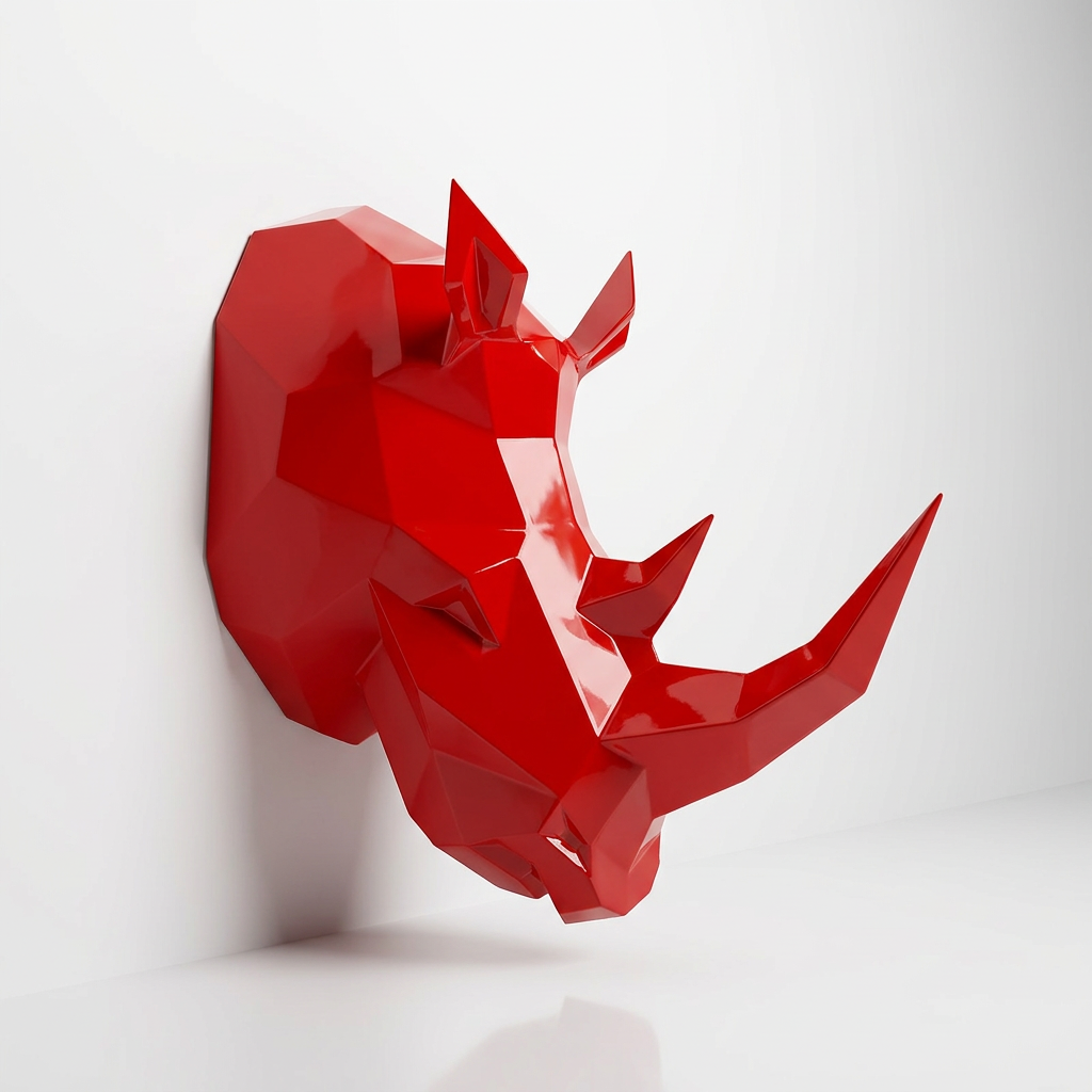 Sculpture Tête de Rhinocéros Facettée - Sculpture Origami