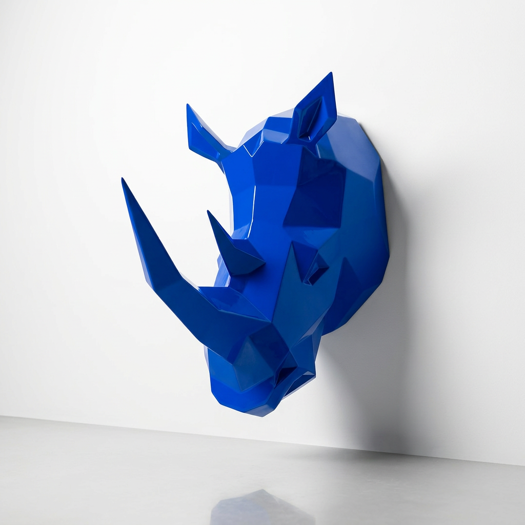 Sculpture Tête de Rhinocéros Facettée - Sculpture Origami