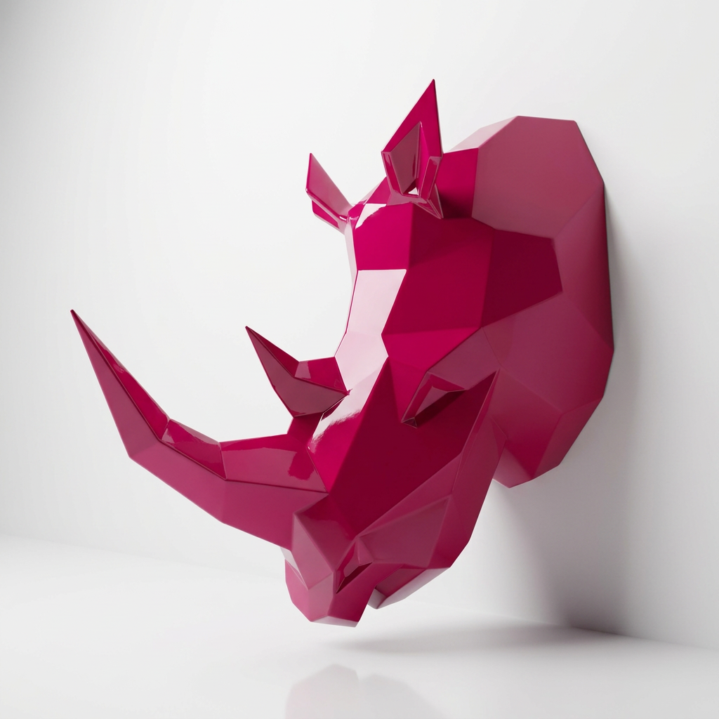 Sculpture Tête de Rhinocéros Facettée - Sculpture Origami