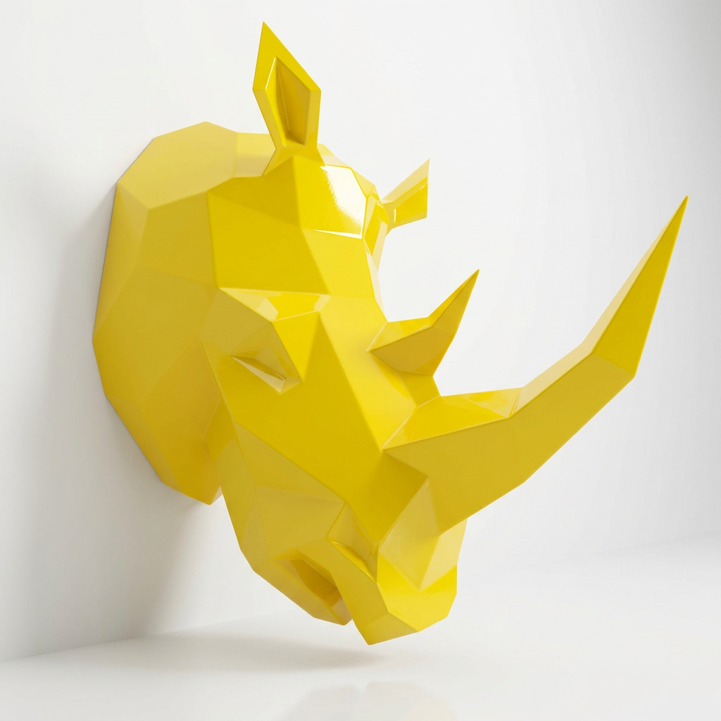 Sculpture Tête de Rhinocéros Facettée - Sculpture Origami