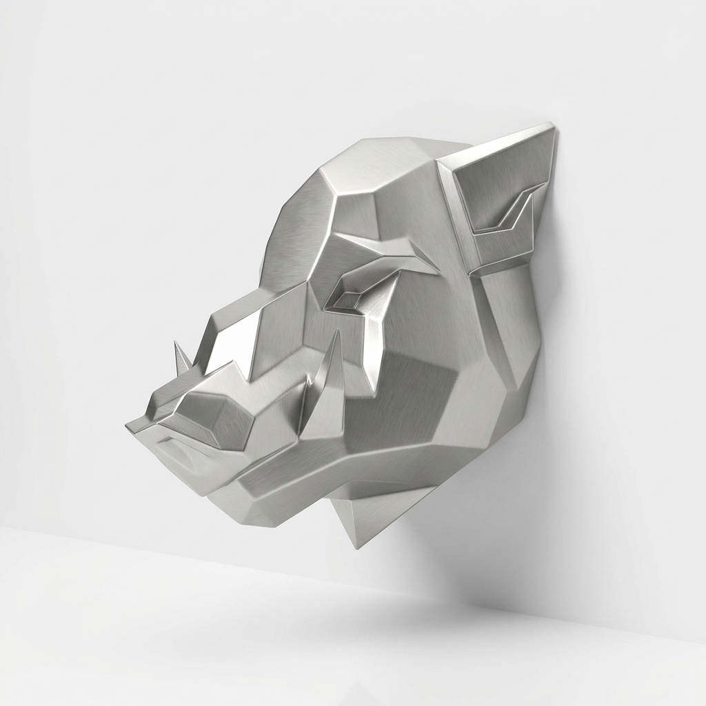 Sculpture Tête de Sanglier Murale Facettée - Sculpture Origami