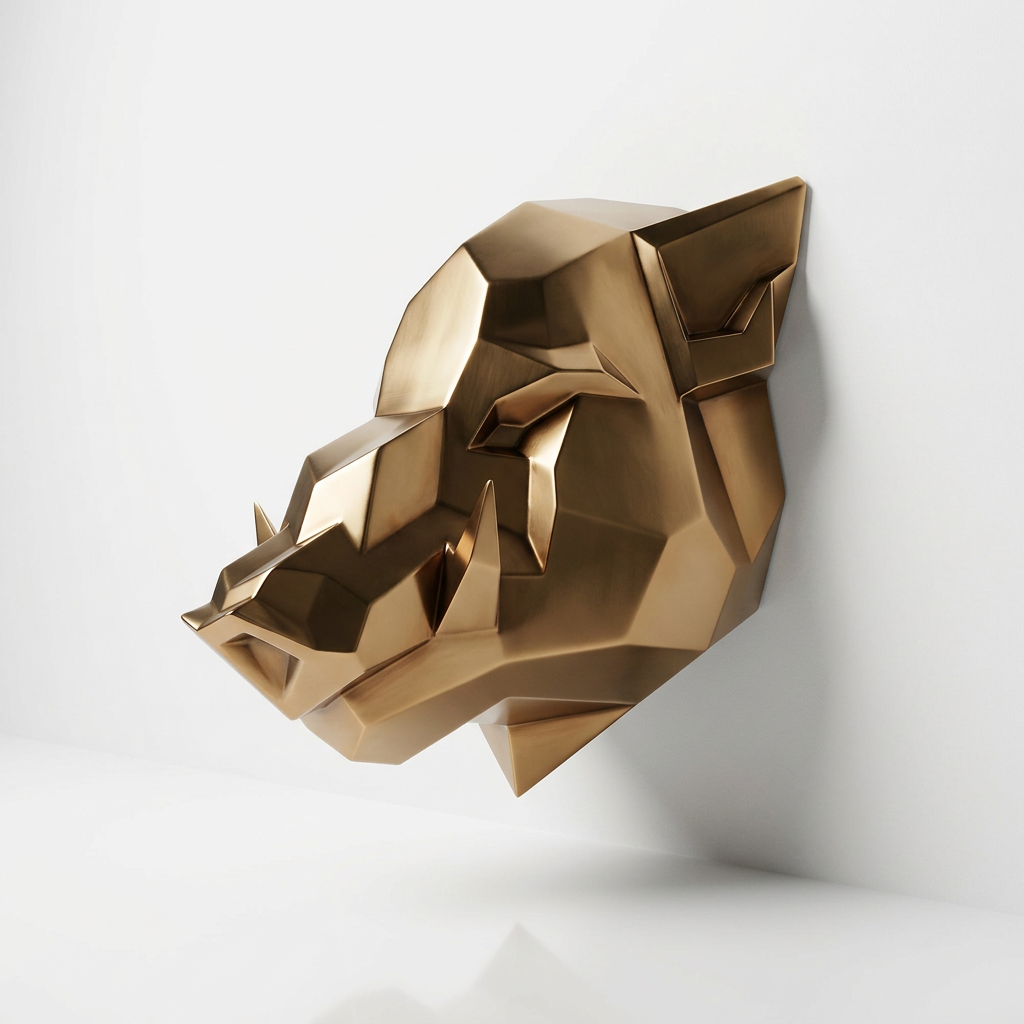 Sculpture Tête de Sanglier Murale Facettée - Sculpture Origami