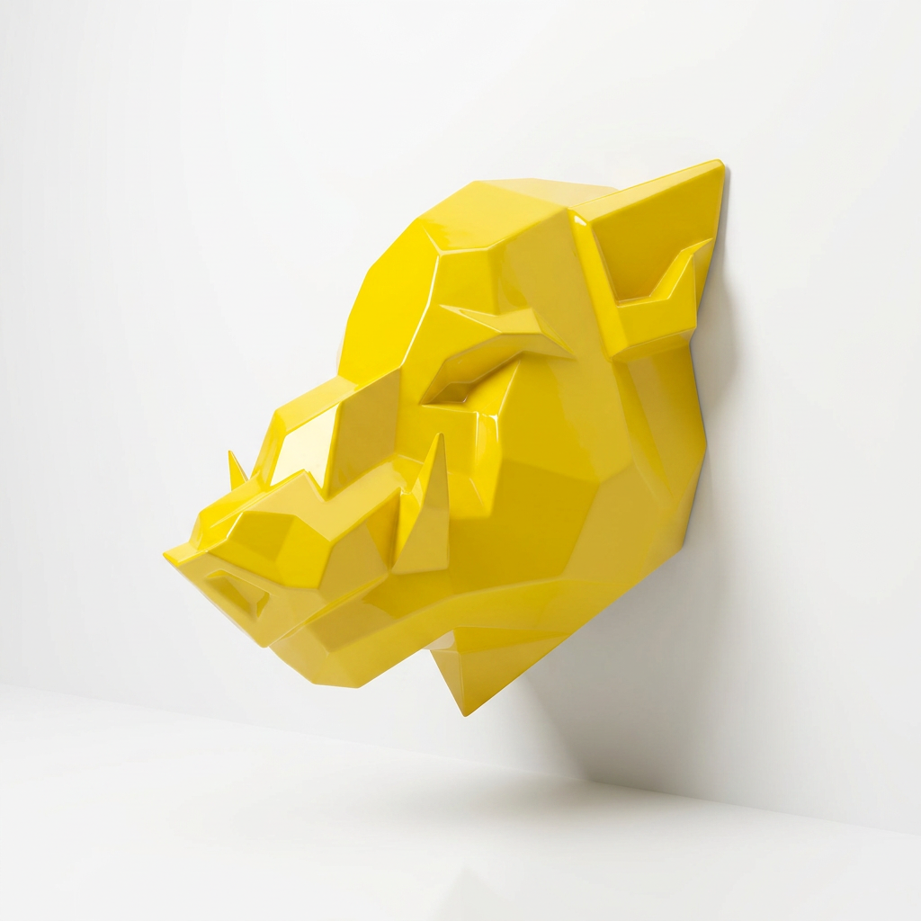 Sculpture Tête de Sanglier Murale Facettée - Sculpture Origami