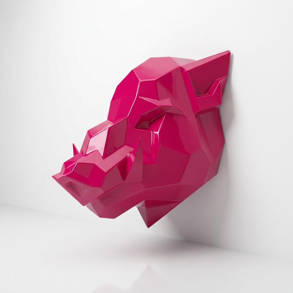 Sculpture Tête de Sanglier Murale Facettée - Sculpture Origami