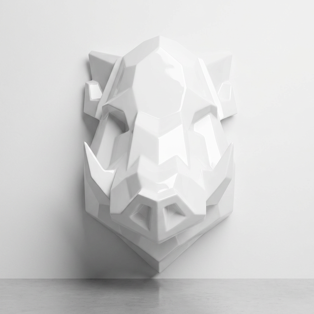 Sculpture Tête de Sanglier Murale Facettée - Sculpture Origami