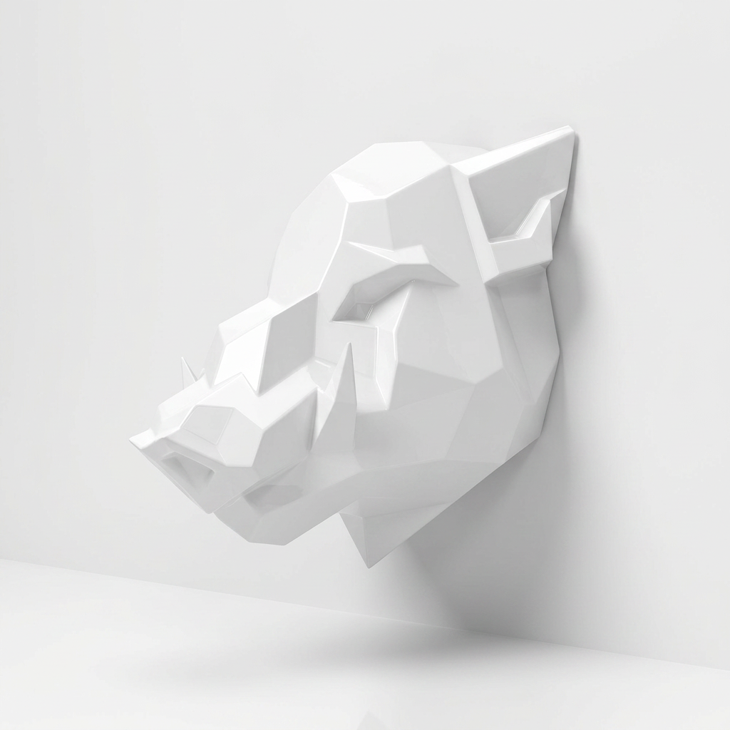 Sculpture Tête de Sanglier Murale Facettée - Sculpture Origami