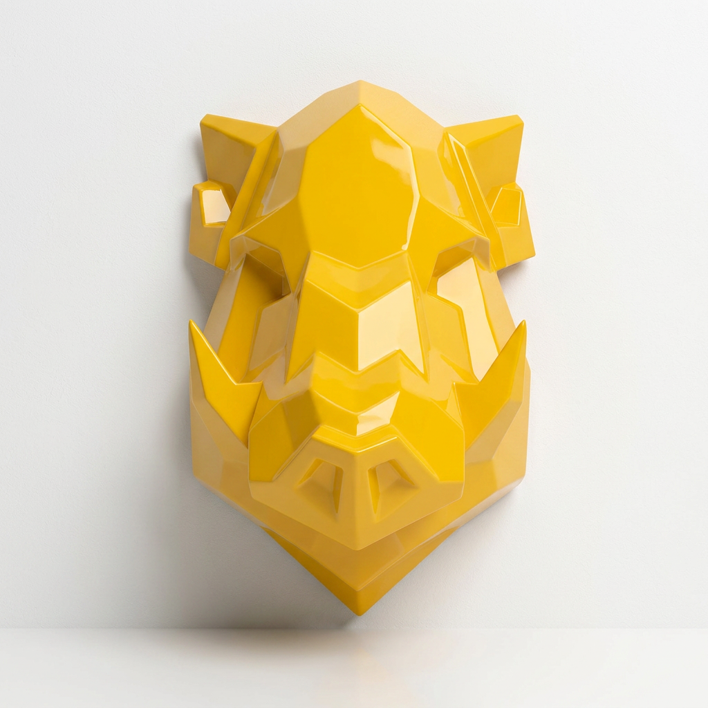 Sculpture Tête de Sanglier Murale Facettée - Sculpture Origami