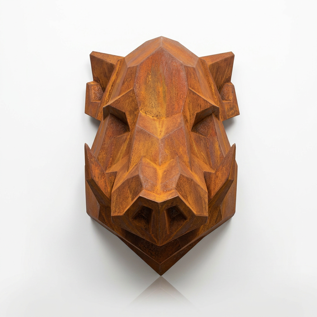 Sculpture Tête de Sanglier Murale Facettée - Sculpture Origami