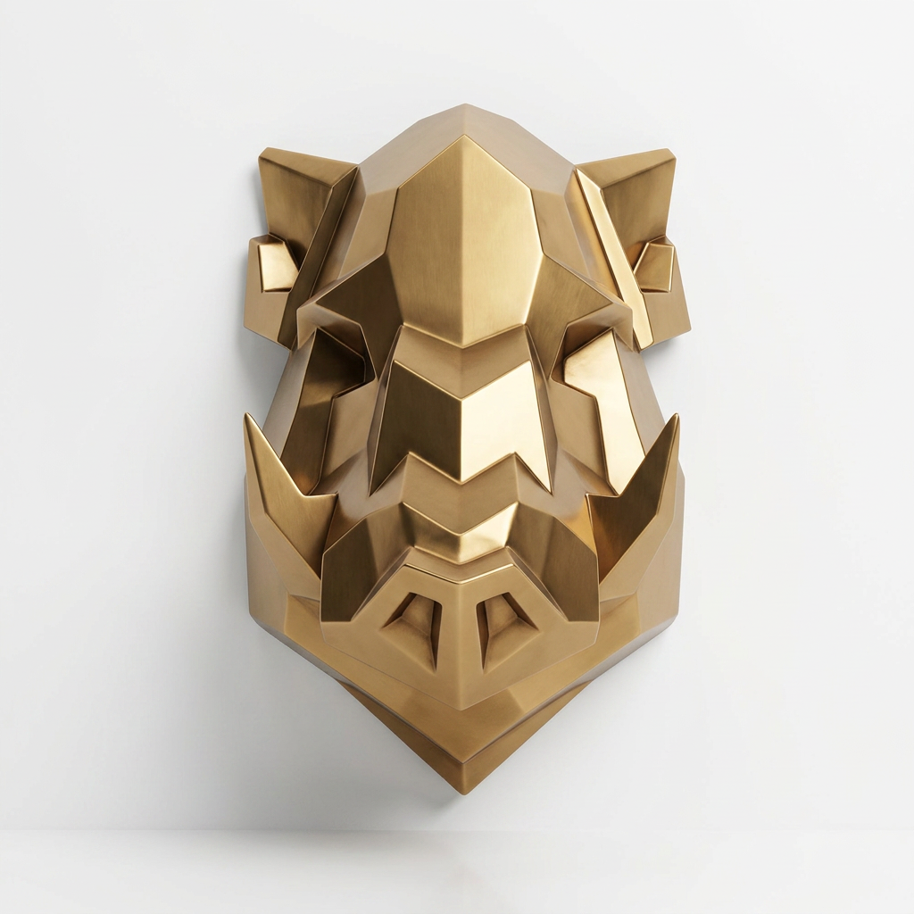 Sculpture Tête de Sanglier Murale Facettée - Sculpture Origami