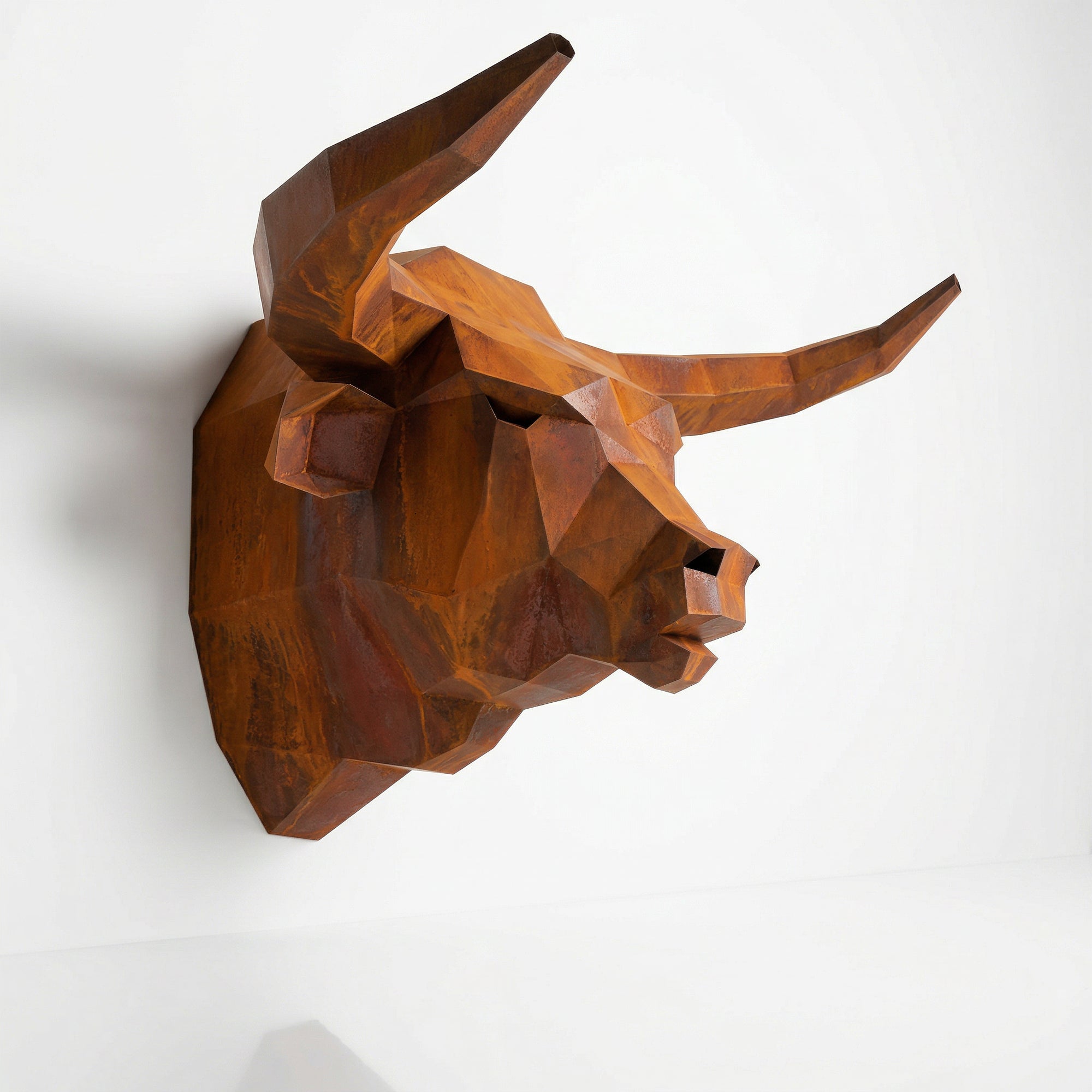 Sculpture Tête de Taureau Polygone - Sculpture Origami