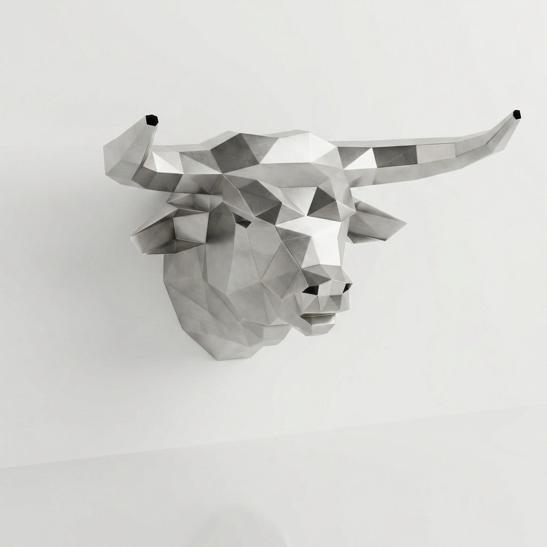 Sculpture Tête de Taureau Polygone - Sculpture Origami