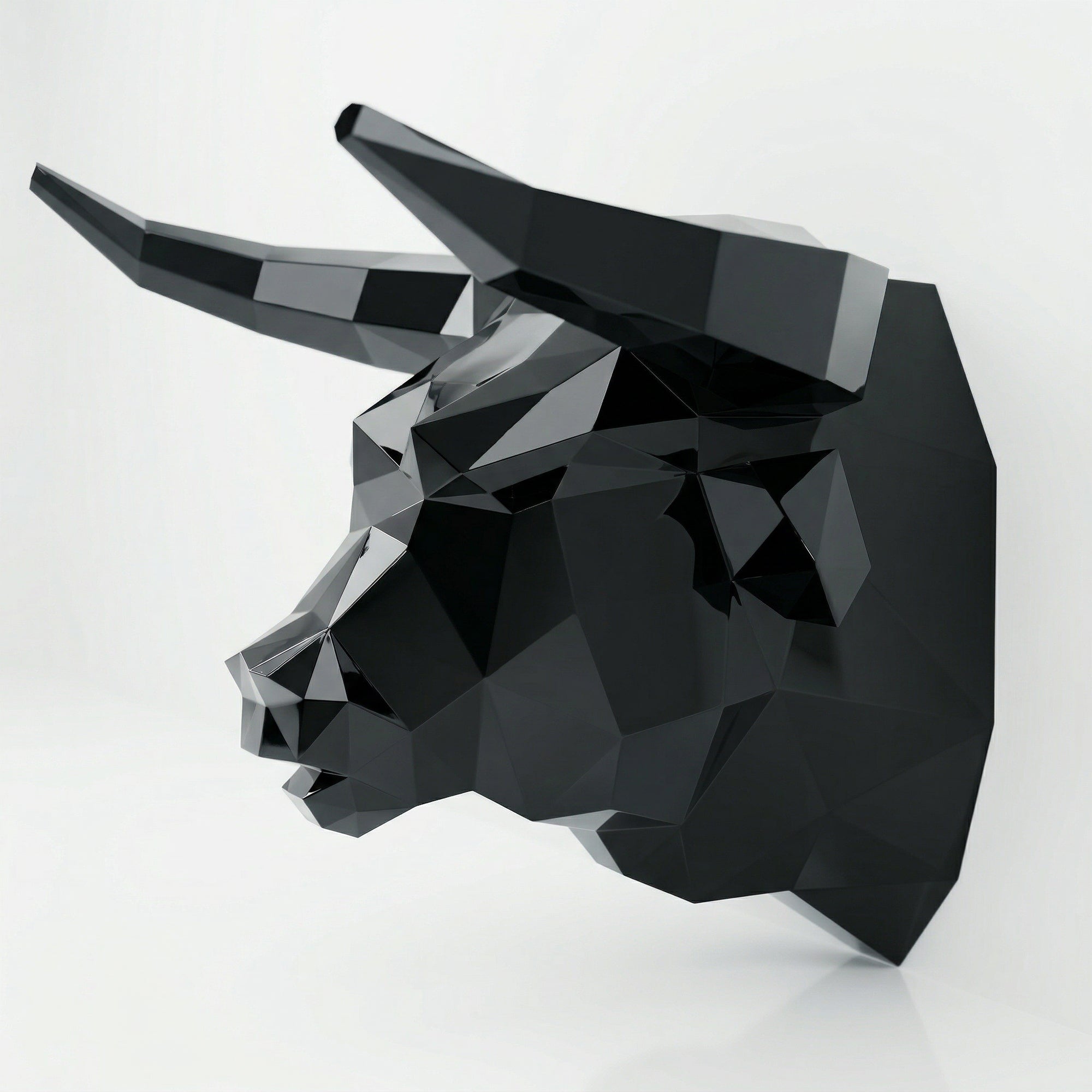 Sculpture Tête de Taureau Polygone - Sculpture Origami
