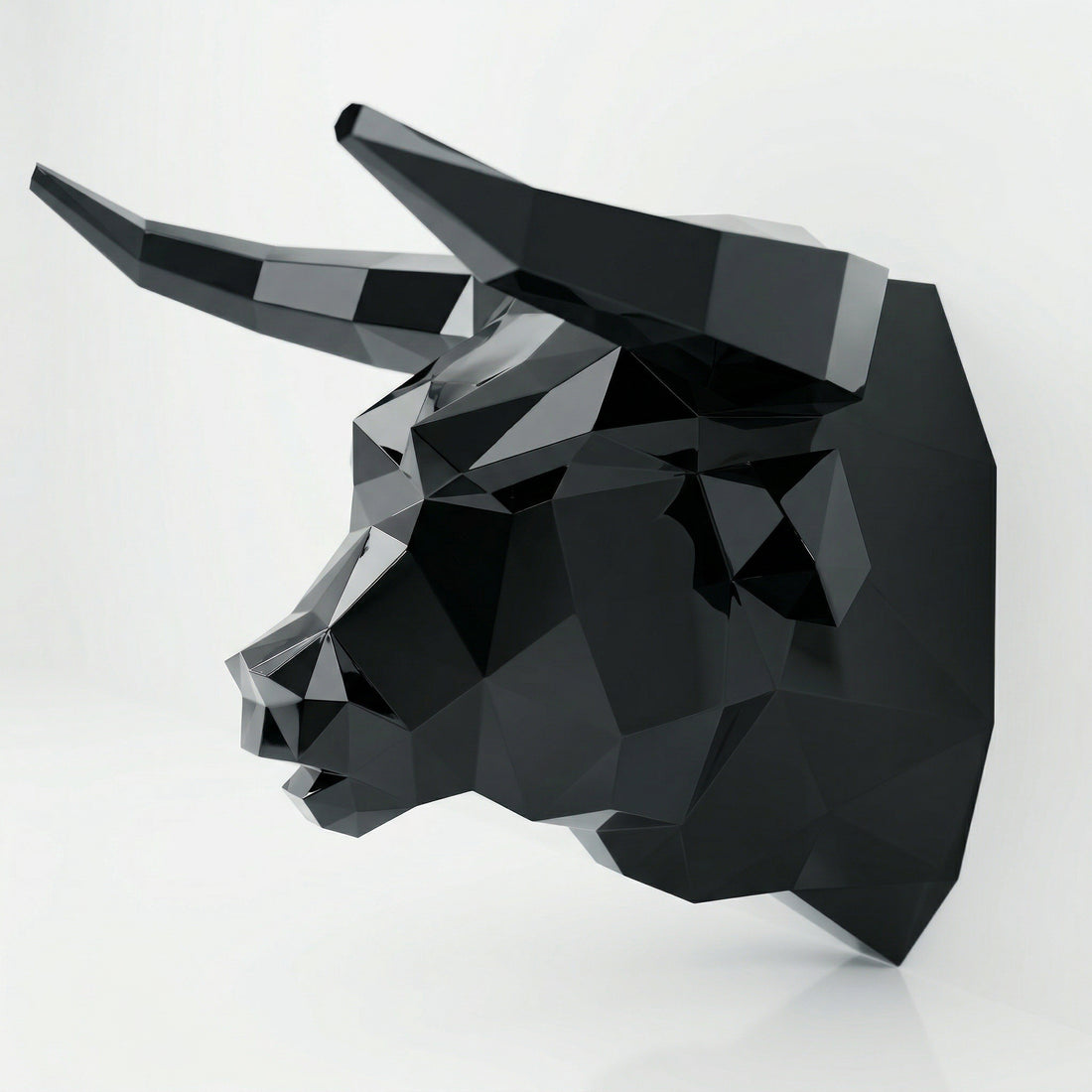 Sculpture Tête de Taureau Polygone - Sculpture Origami