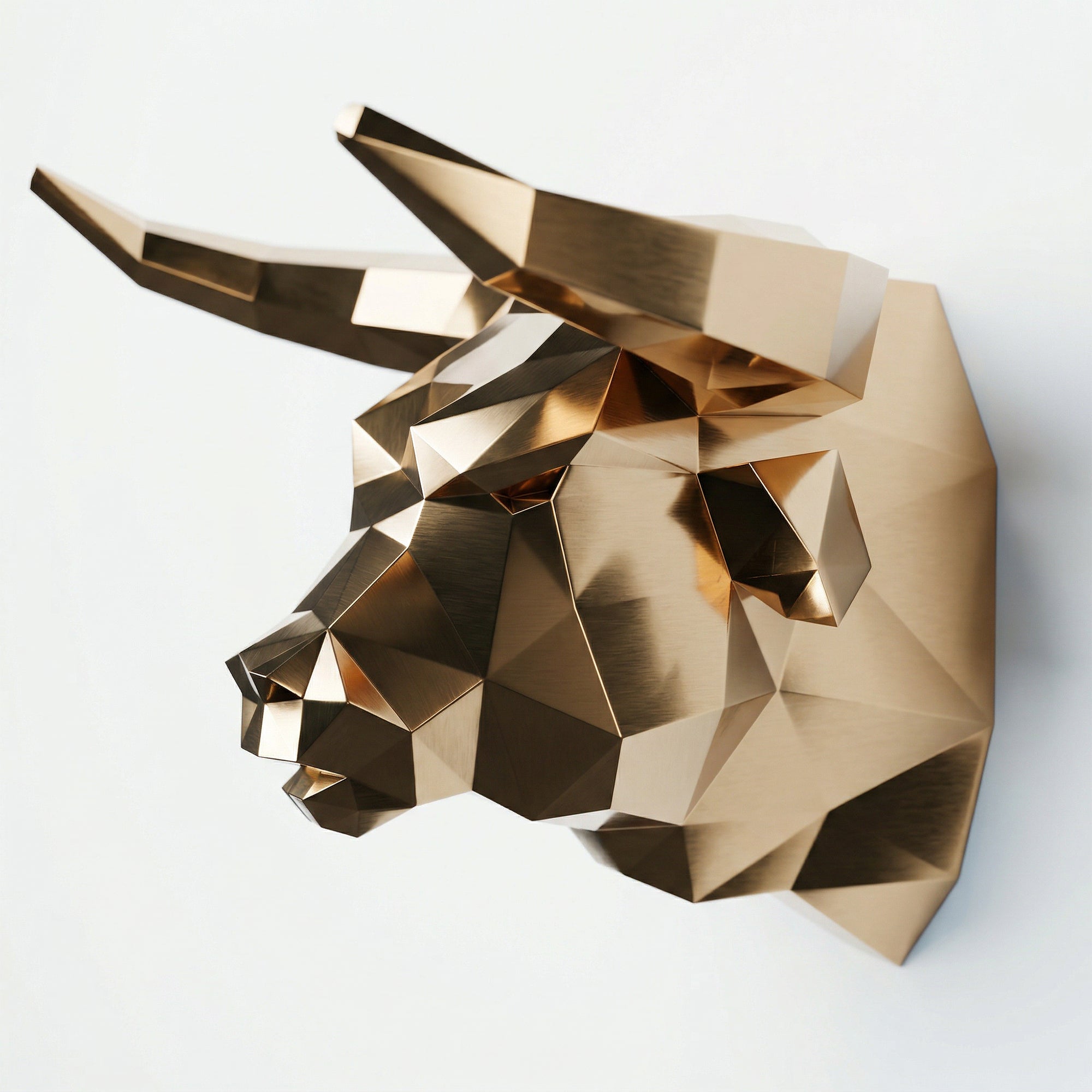 Sculpture Tête de Taureau Polygone - Sculpture Origami