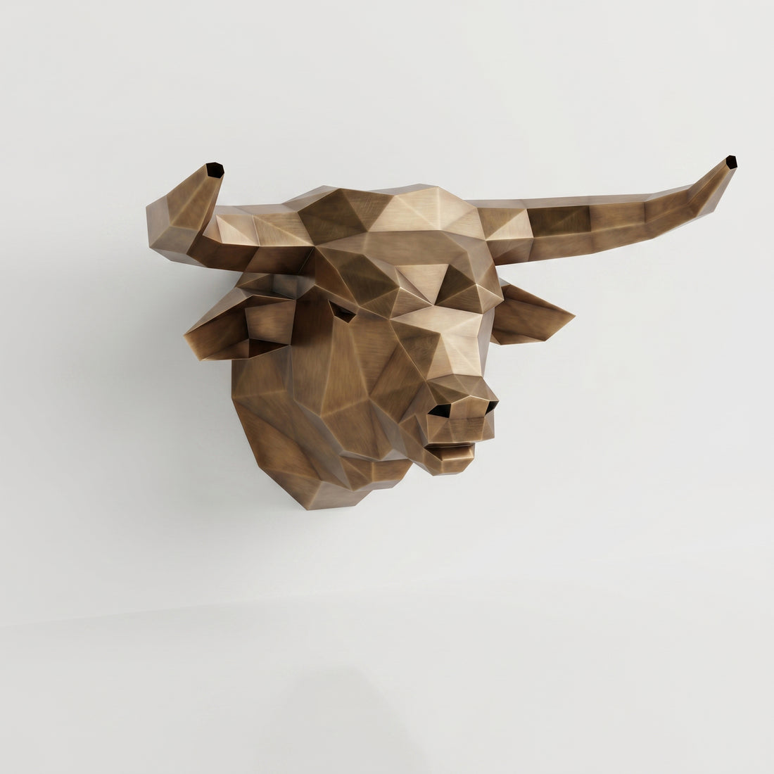 Sculpture Tête de Taureau Polygone - Sculpture Origami