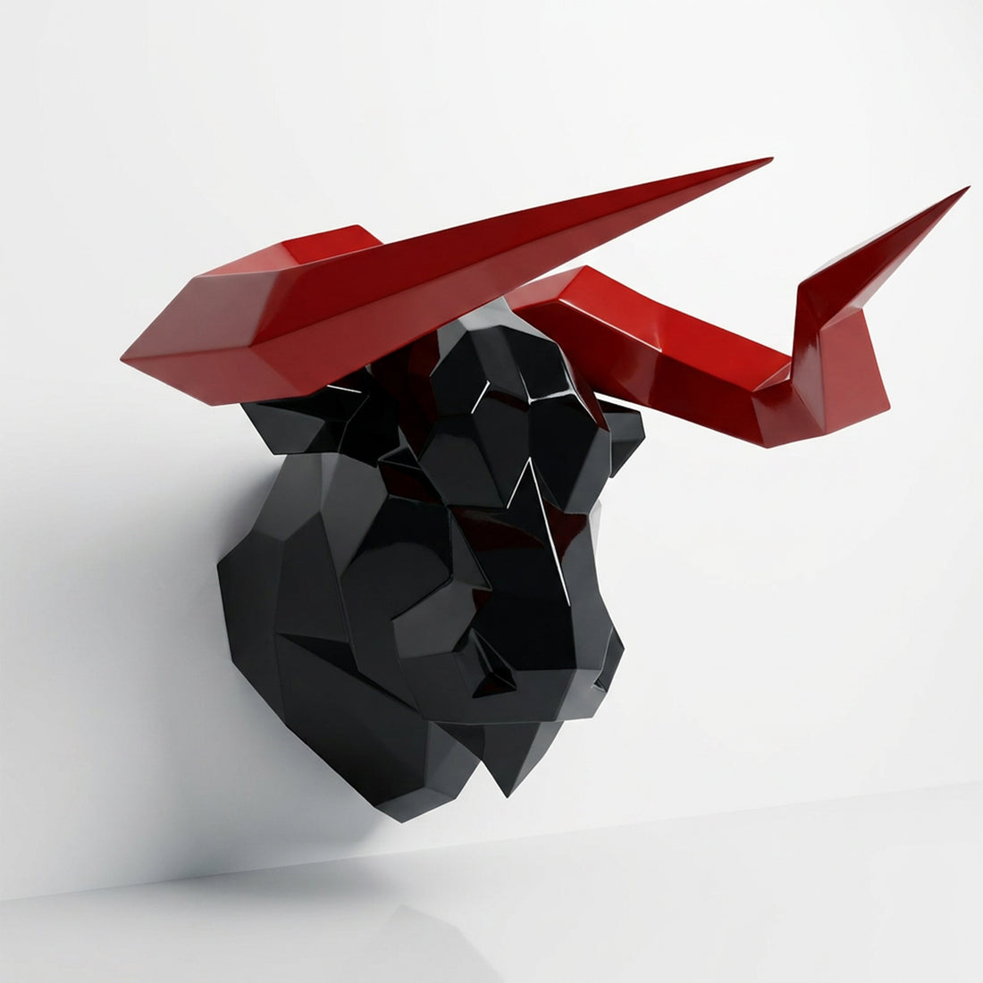 Sculpture Tête de Taureau Murale Facettée - Sculpture Origami
