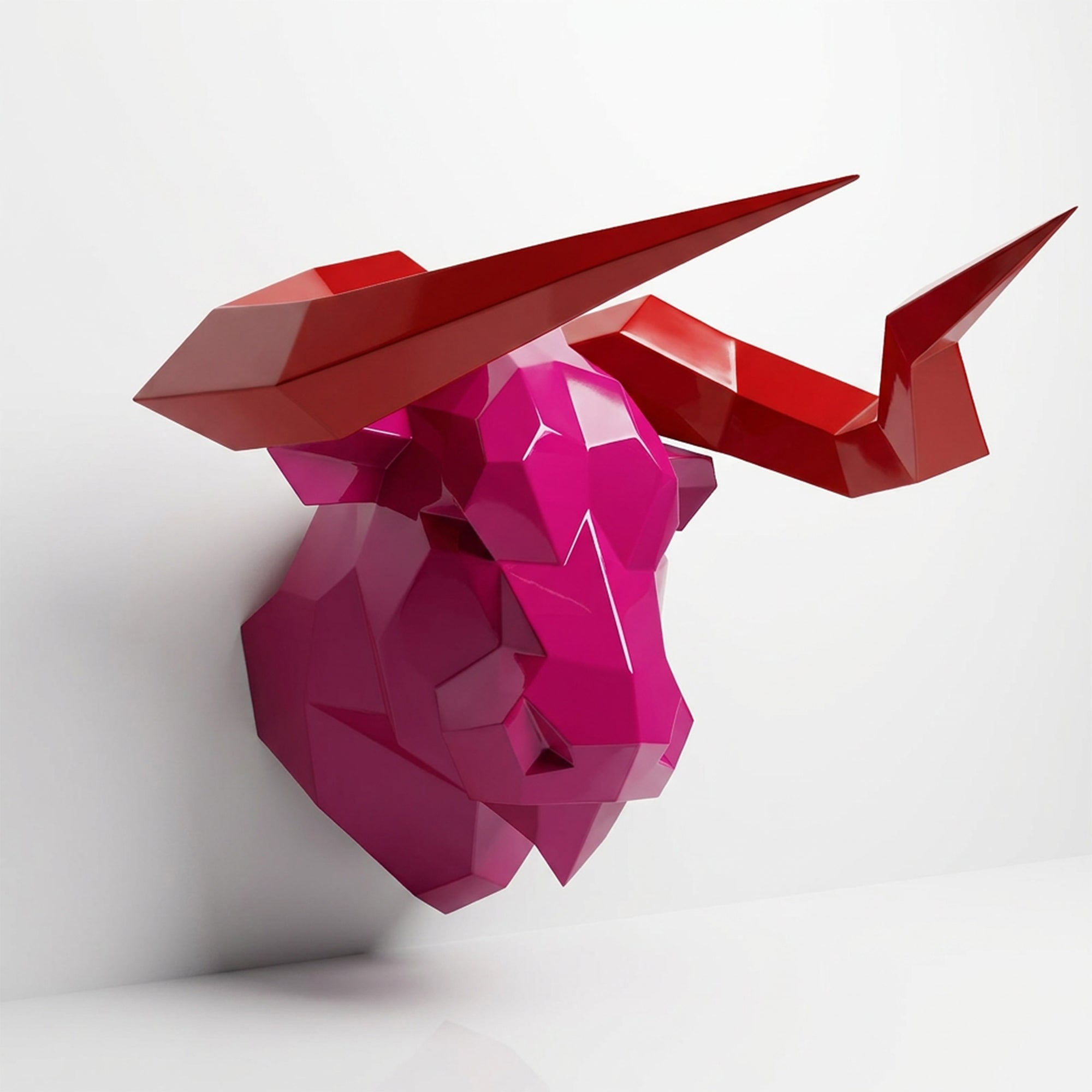 Sculpture Tête de Taureau Murale Facettée - Sculpture Origami