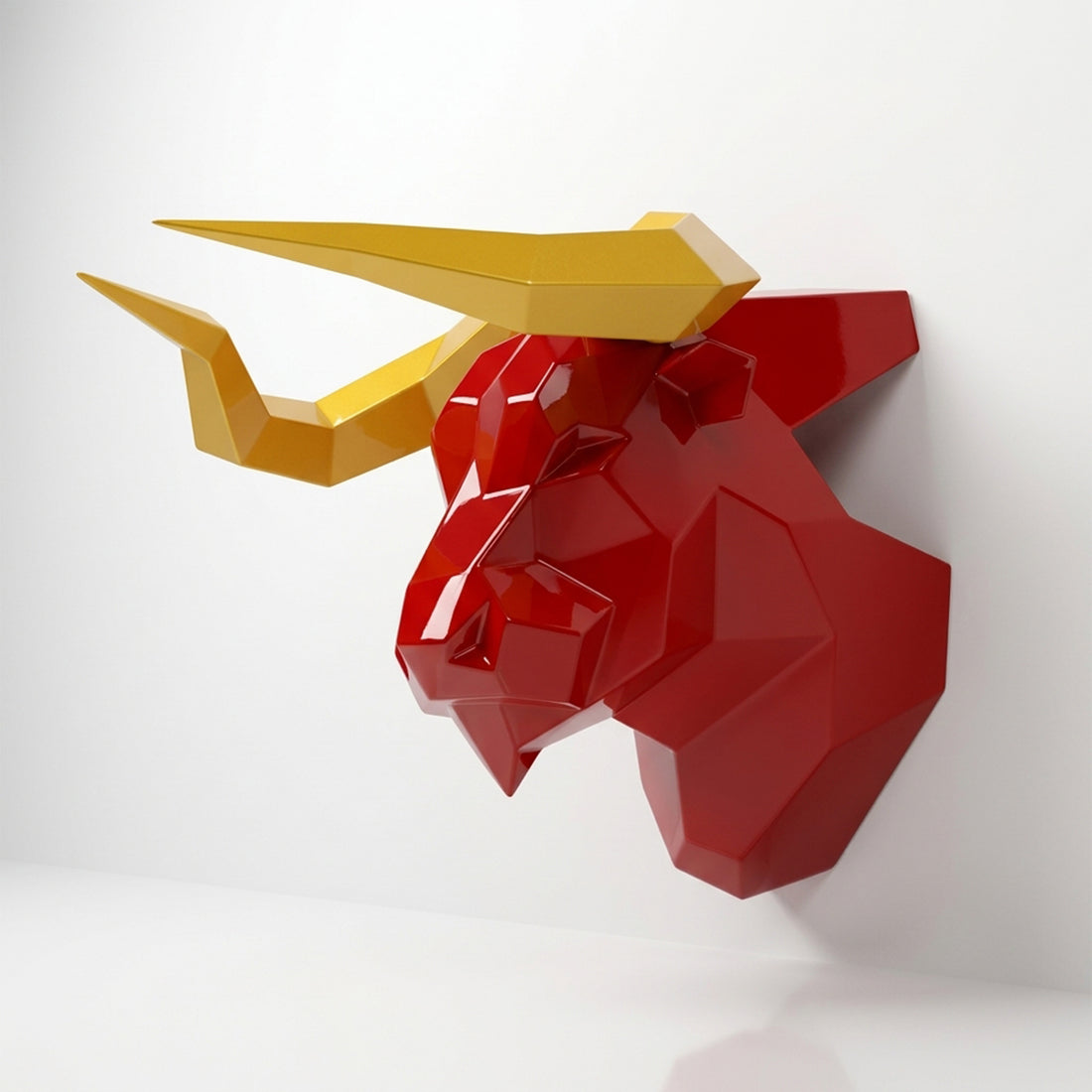Sculpture Tête de Taureau Murale Facettée - Sculpture Origami