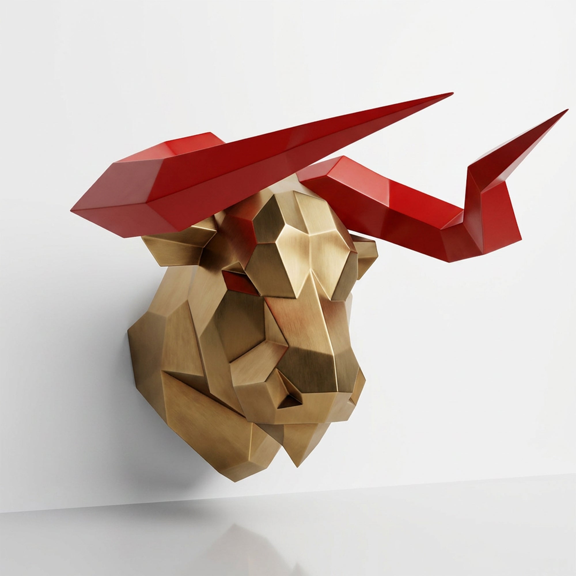 Sculpture Tête de Taureau Murale Facettée - Sculpture Origami