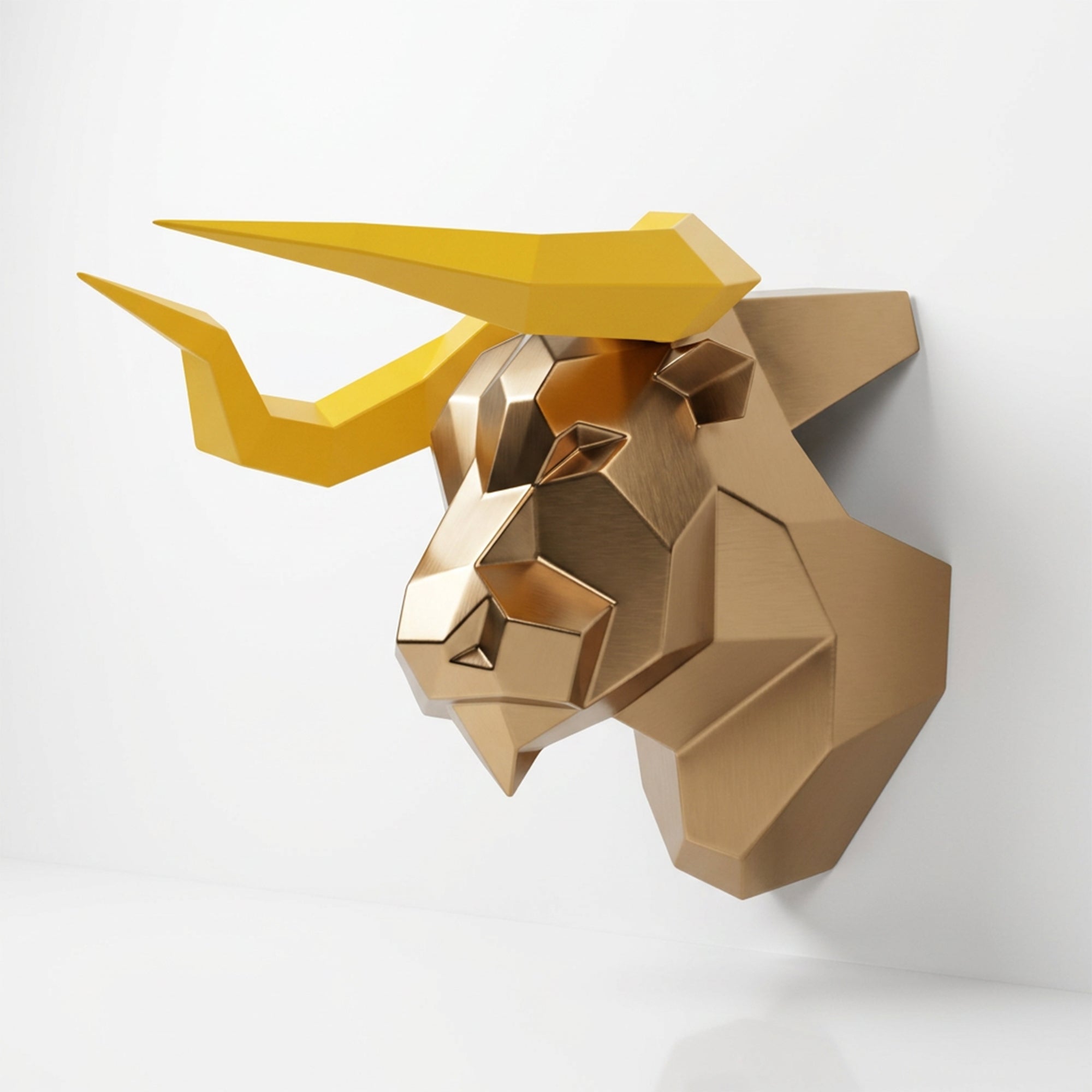 Sculpture Tête de Taureau Murale Facettée - Sculpture Origami