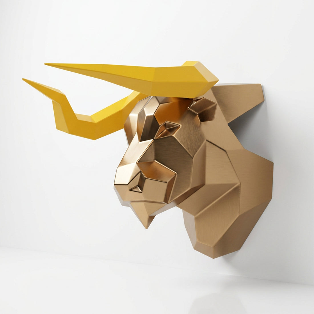 Sculpture Tête de Taureau Murale Facettée - Sculpture Origami