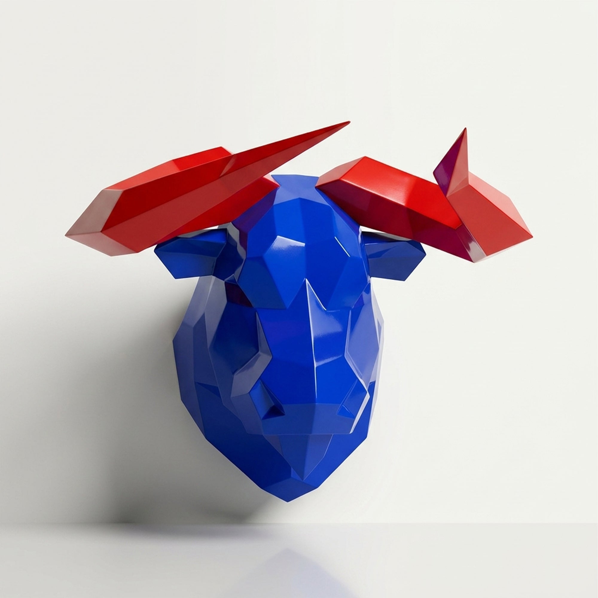 Sculpture Tête de Taureau Murale Facettée - Sculpture Origami