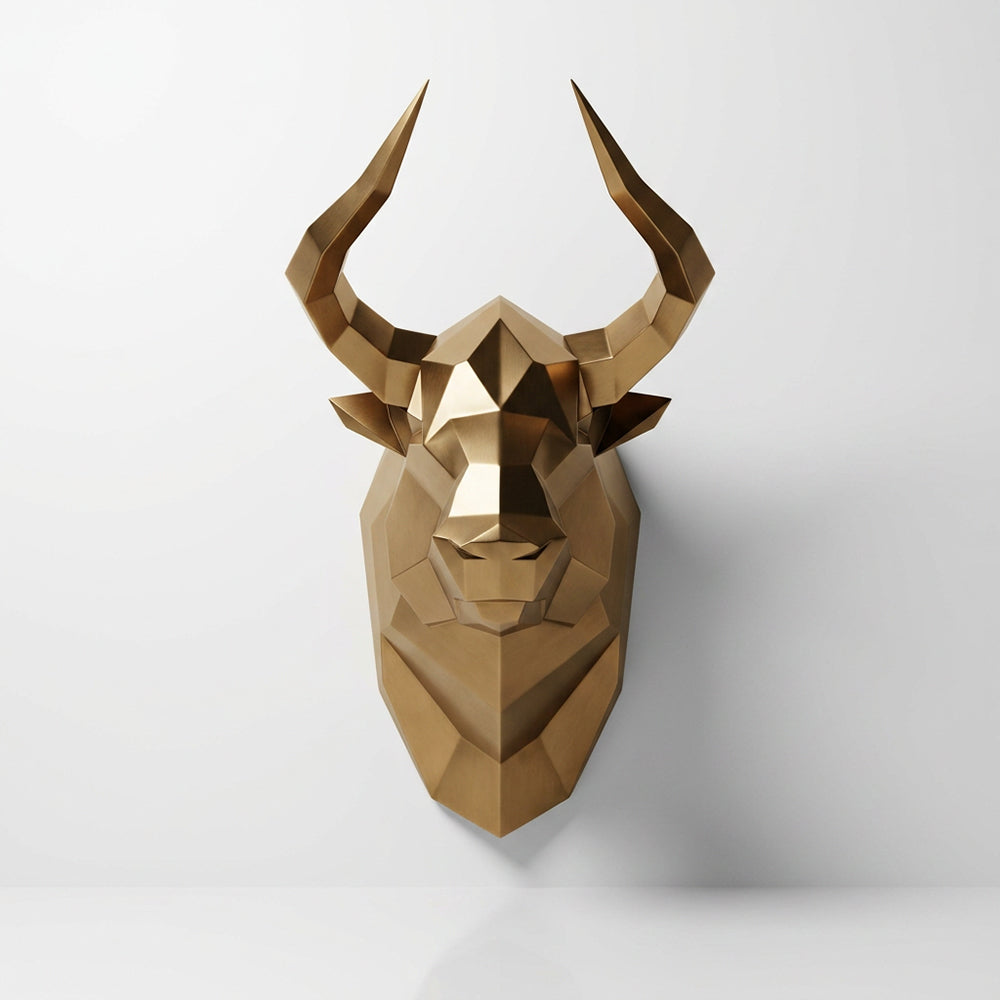 Sculpture Tête Taureau Facettée - Sculpture Origami