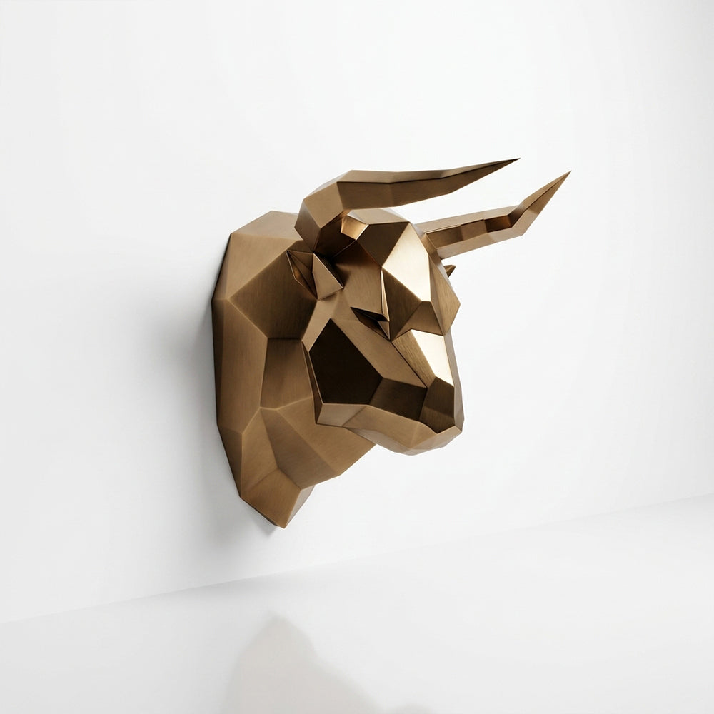 Sculpture Tête Taureau Facettée - Sculpture Origami