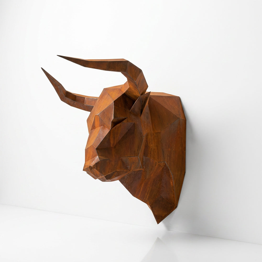Sculpture Tête Taureau Facettée - Sculpture Origami