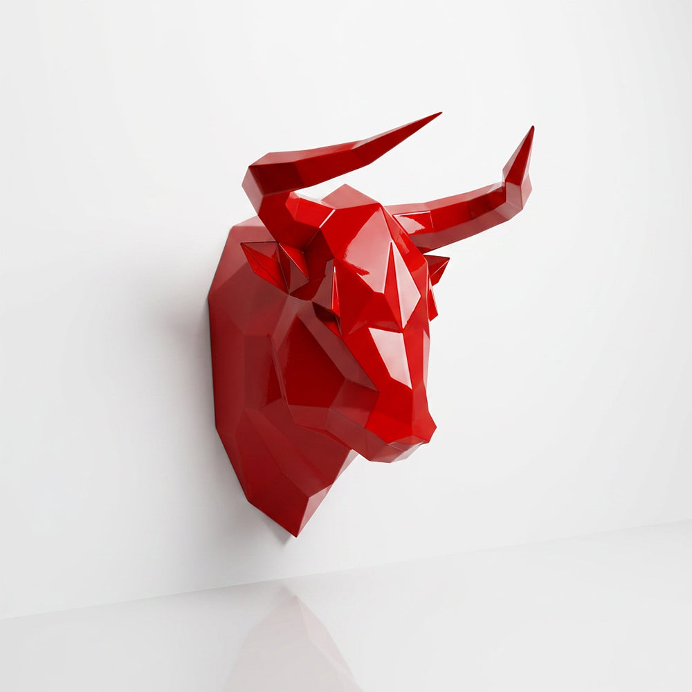 Sculpture Tête Taureau Facettée - Sculpture Origami