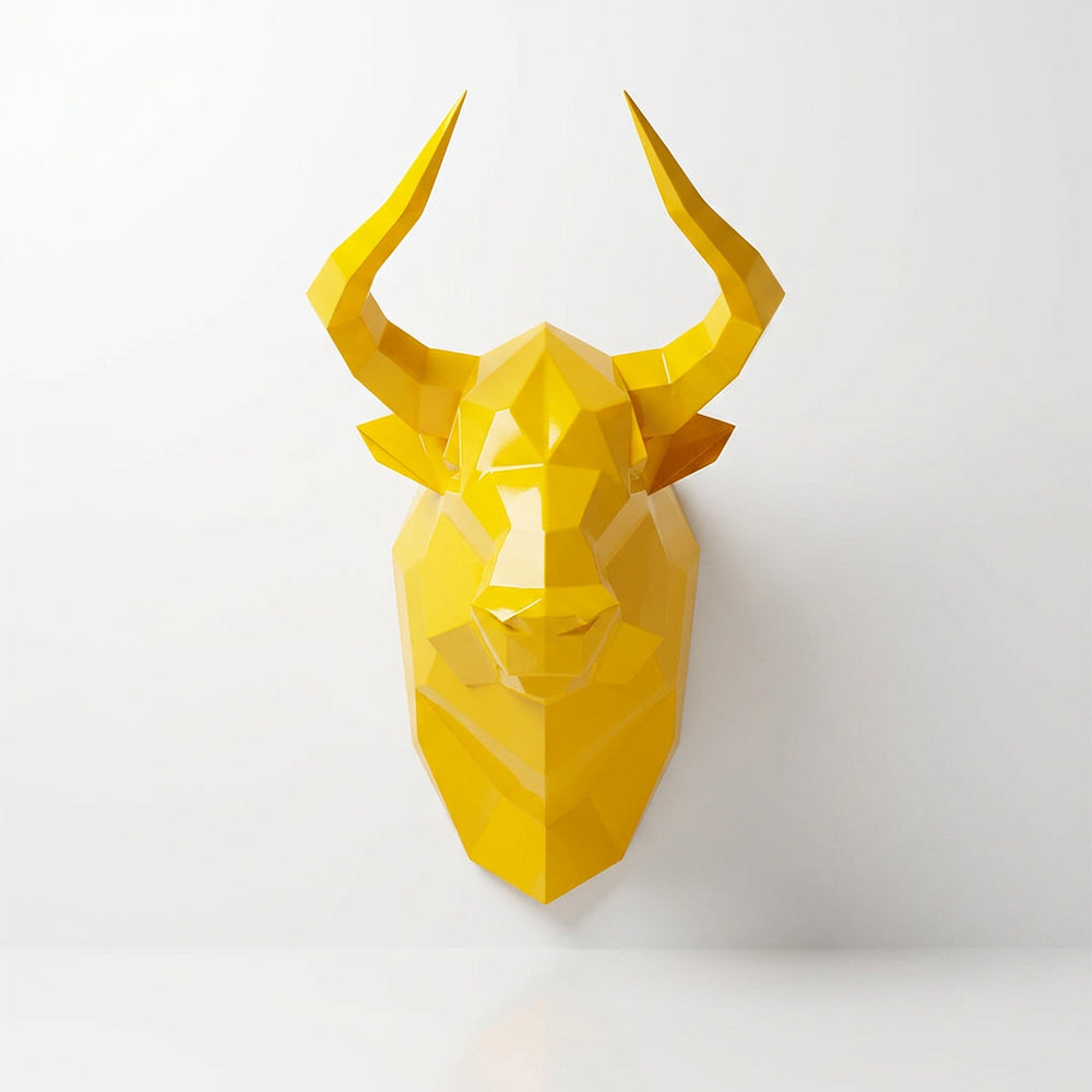 Sculpture Tête Taureau Facettée - Sculpture Origami