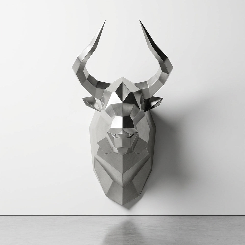 Sculpture Tête Taureau Facettée - Sculpture Origami