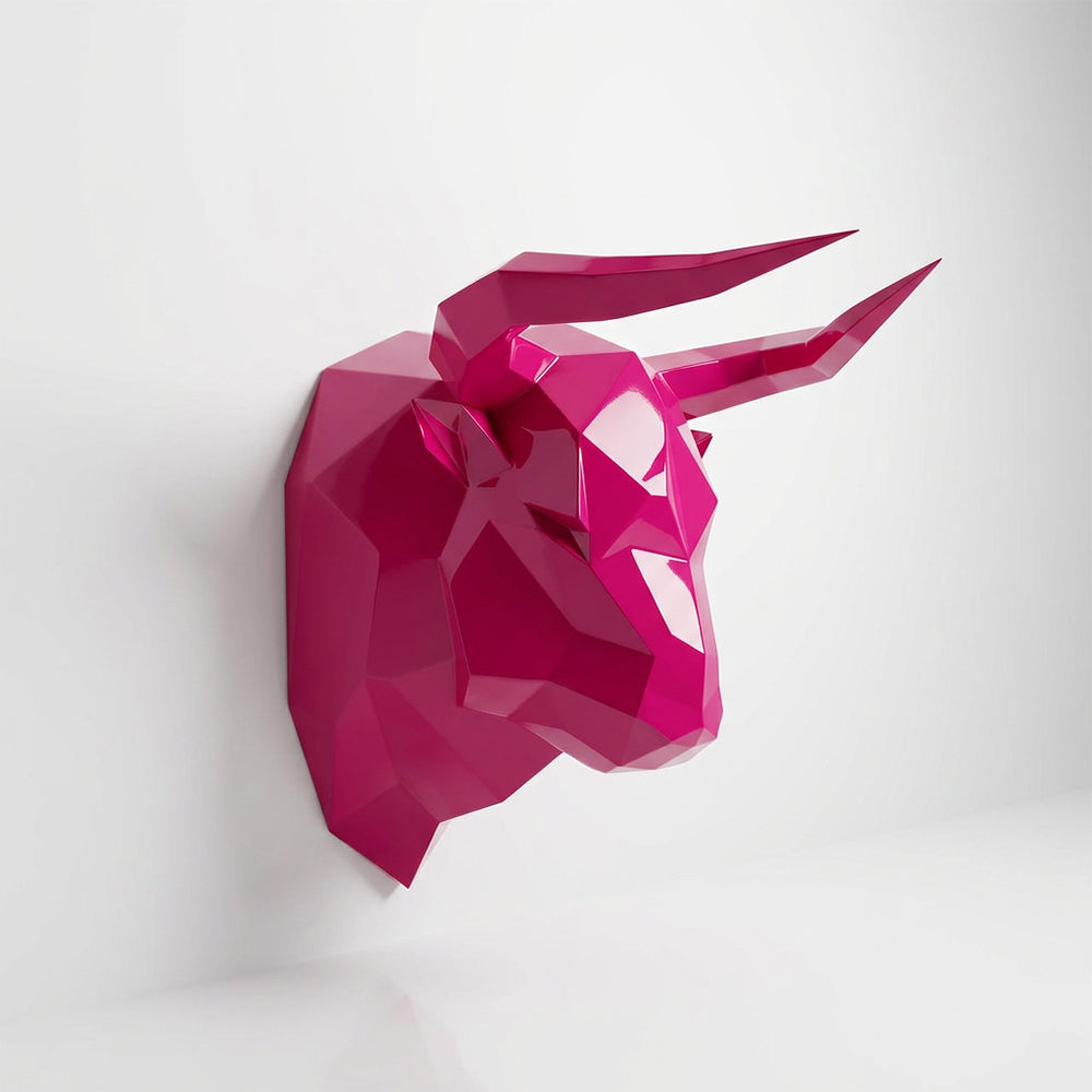 Sculpture Tête Taureau Facettée - Sculpture Origami