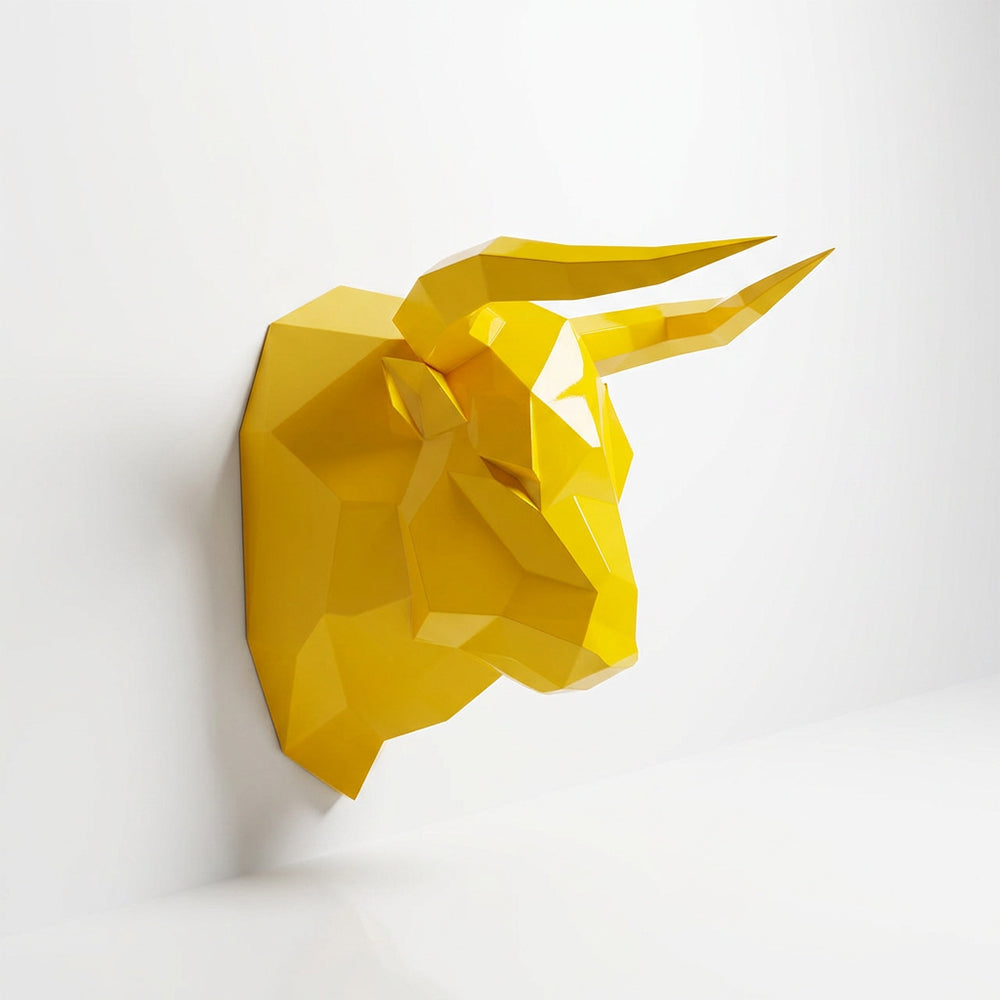 Sculpture Tête Taureau Facettée - Sculpture Origami