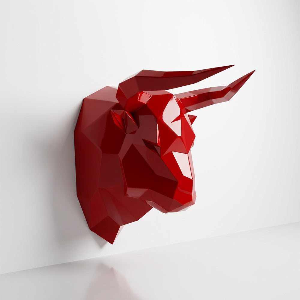 Sculpture Tête Taureau Facettée - Sculpture Origami