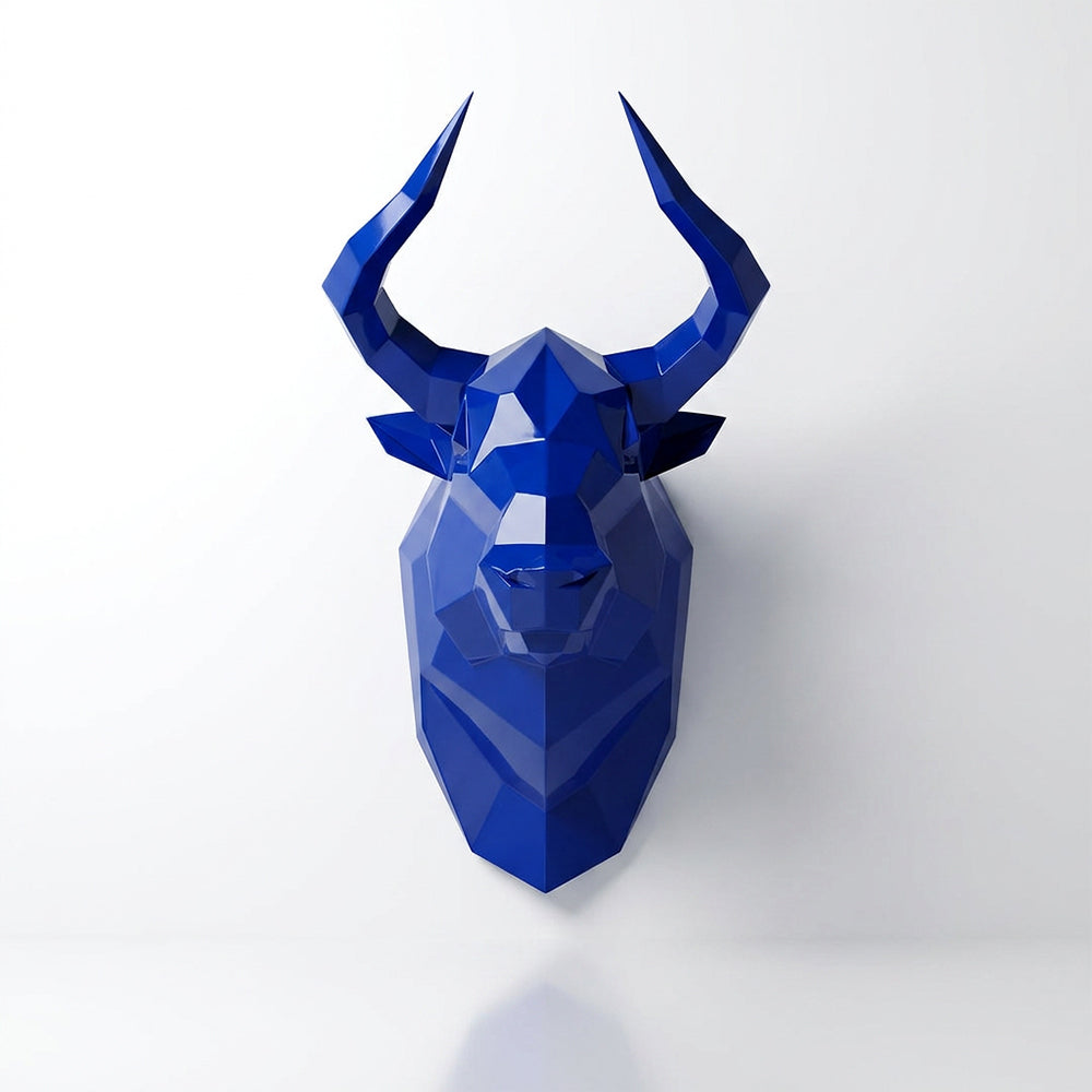 Sculpture Tête Taureau Facettée - Sculpture Origami