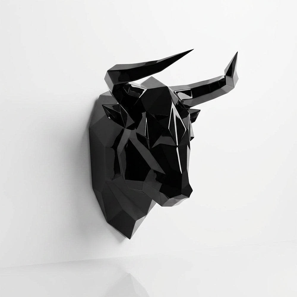 Sculpture Tête Taureau Facettée - Sculpture Origami