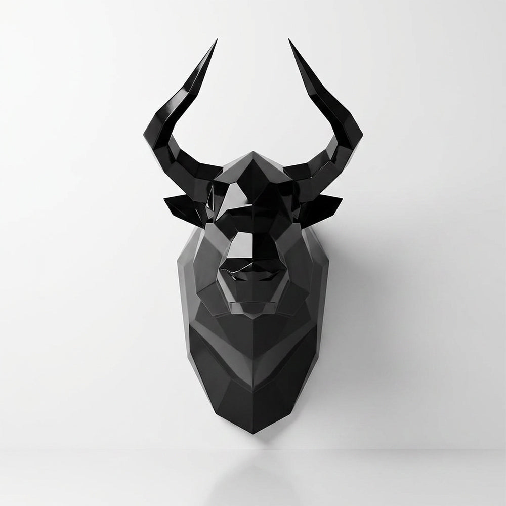Sculpture Tête Taureau Facettée - Sculpture Origami