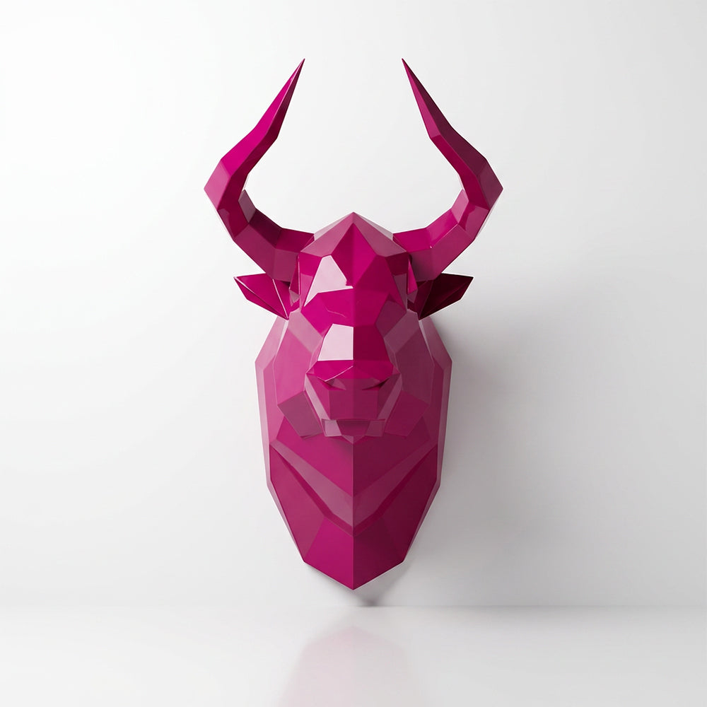 Sculpture Tête Taureau Facettée - Sculpture Origami