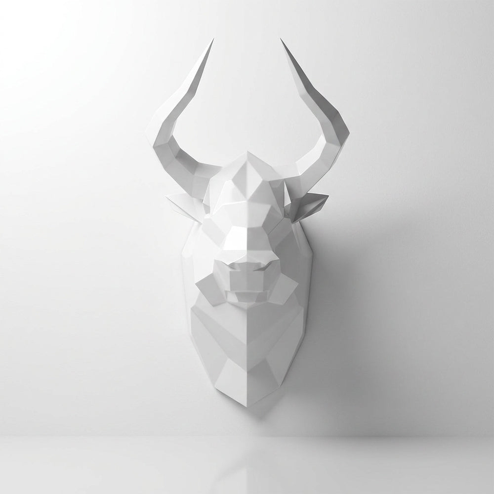 Sculpture Tête Taureau Facettée - Sculpture Origami