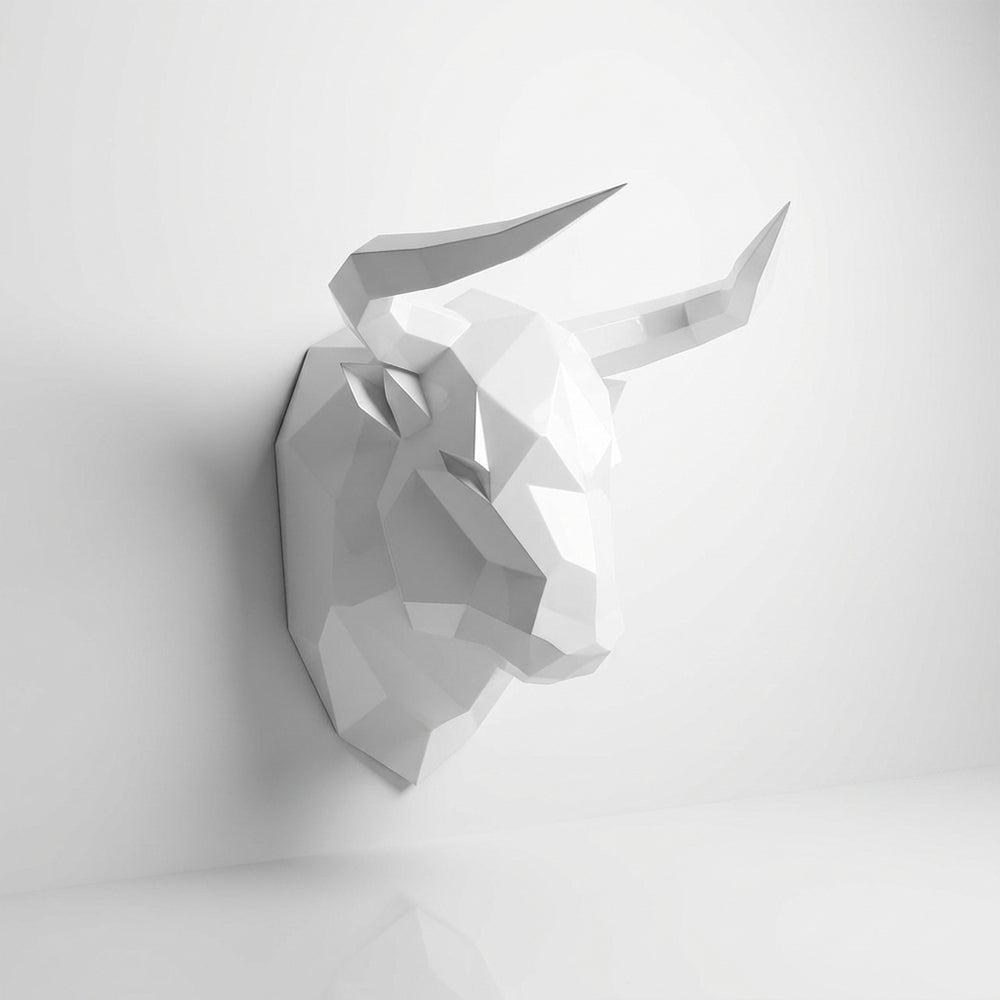 Sculpture Tête Taureau Facettée - Sculpture Origami