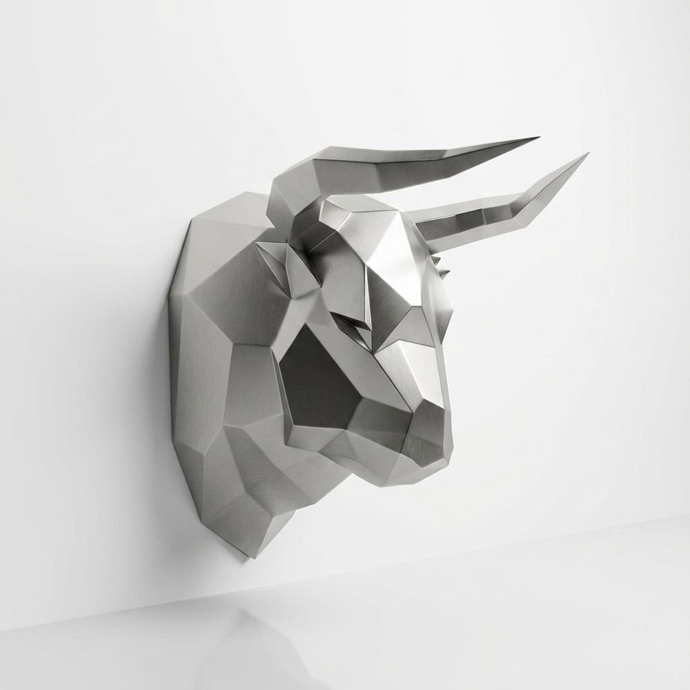 Sculpture Tête Taureau Facettée - Sculpture Origami