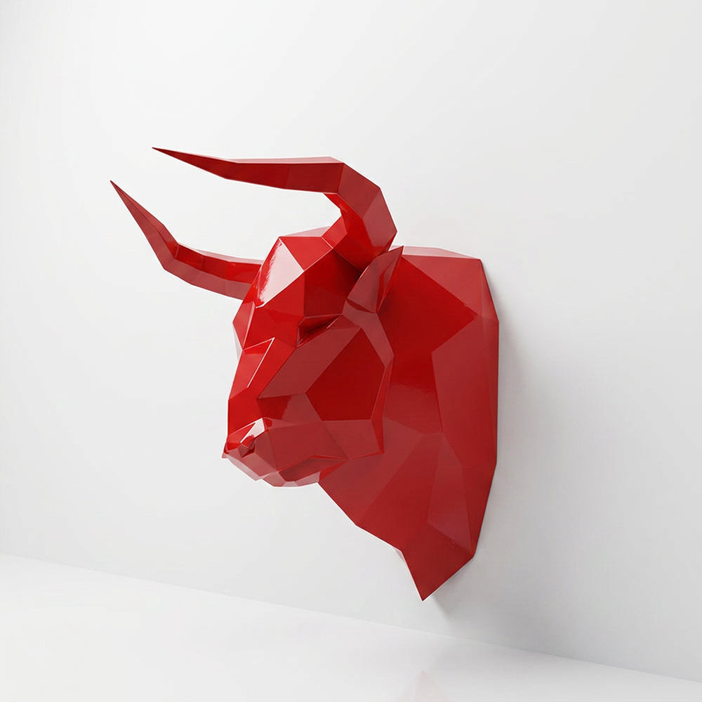 Sculpture Tête Taureau Facettée - Sculpture Origami